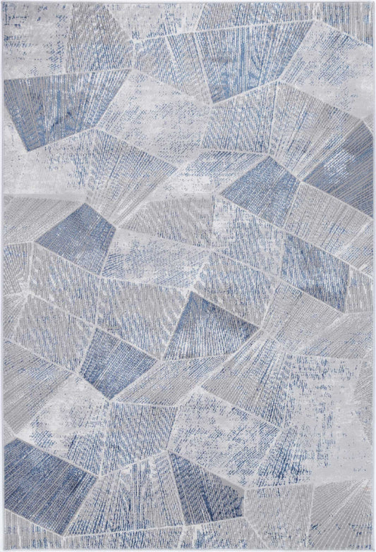 Malo Mason Grey & Blue Geometric Rug