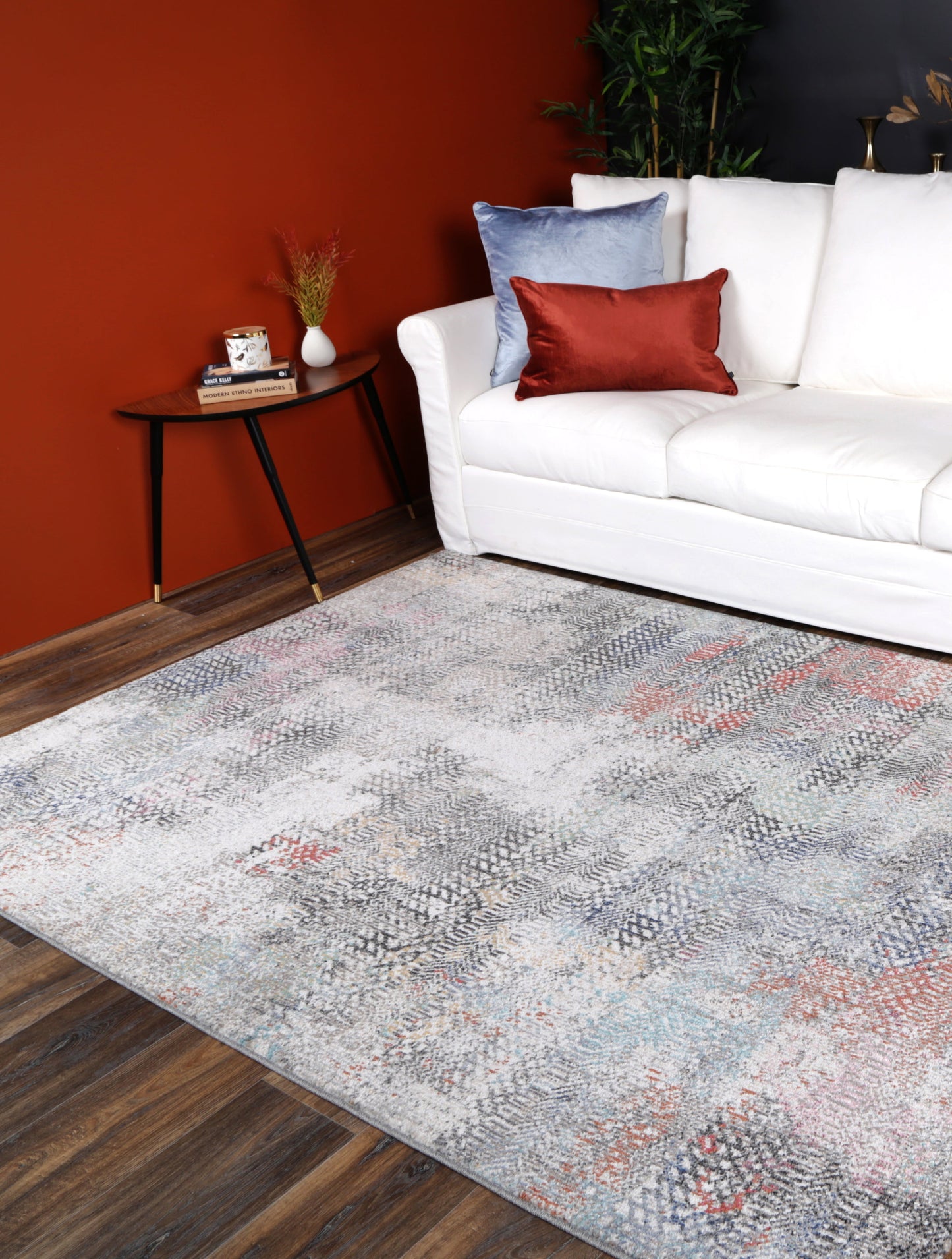 Rumba Ernesto Grey & Terracotta Tribal Rug