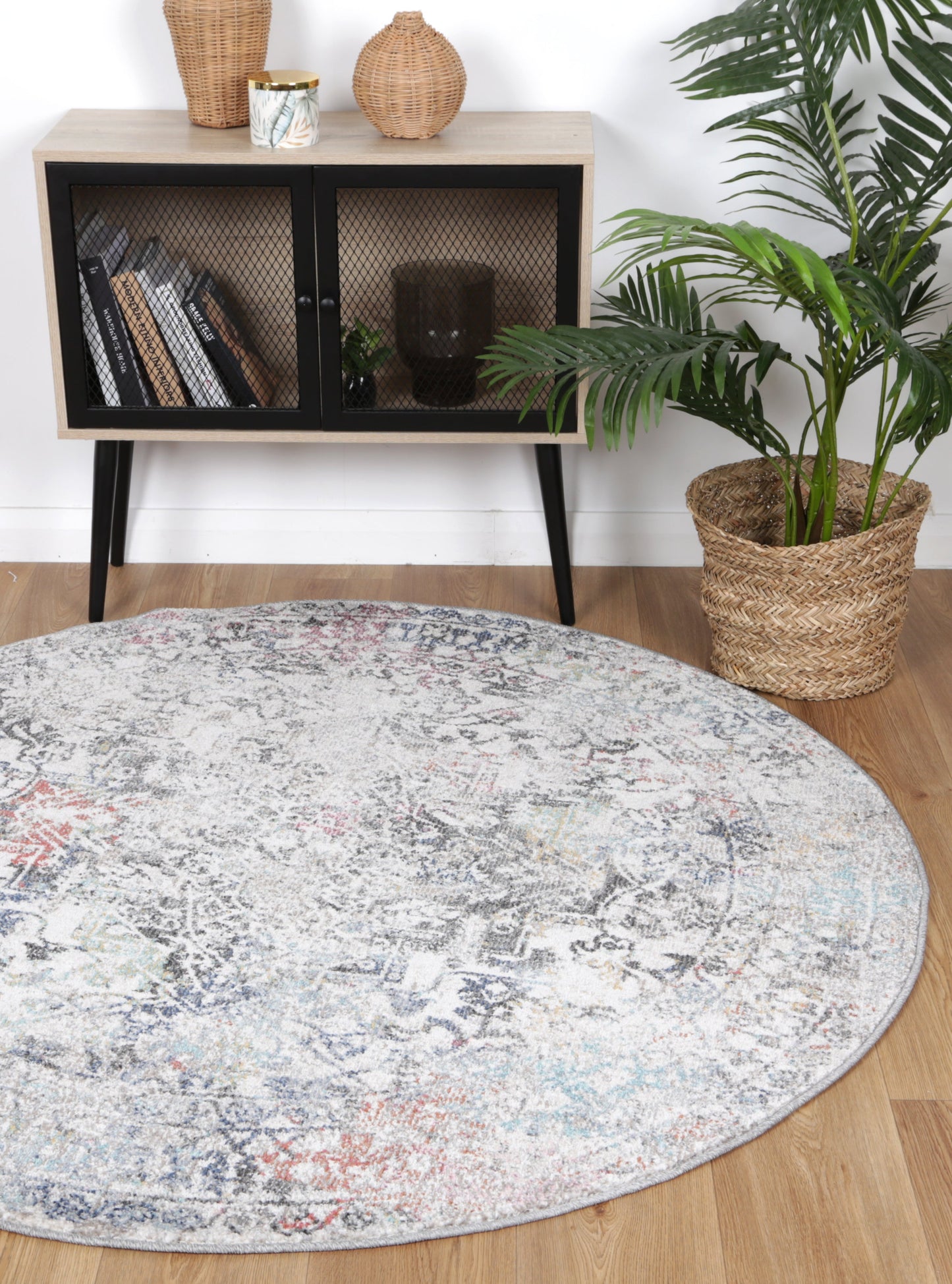 Rumba Maria Grey & Multi Transitional Round Rug