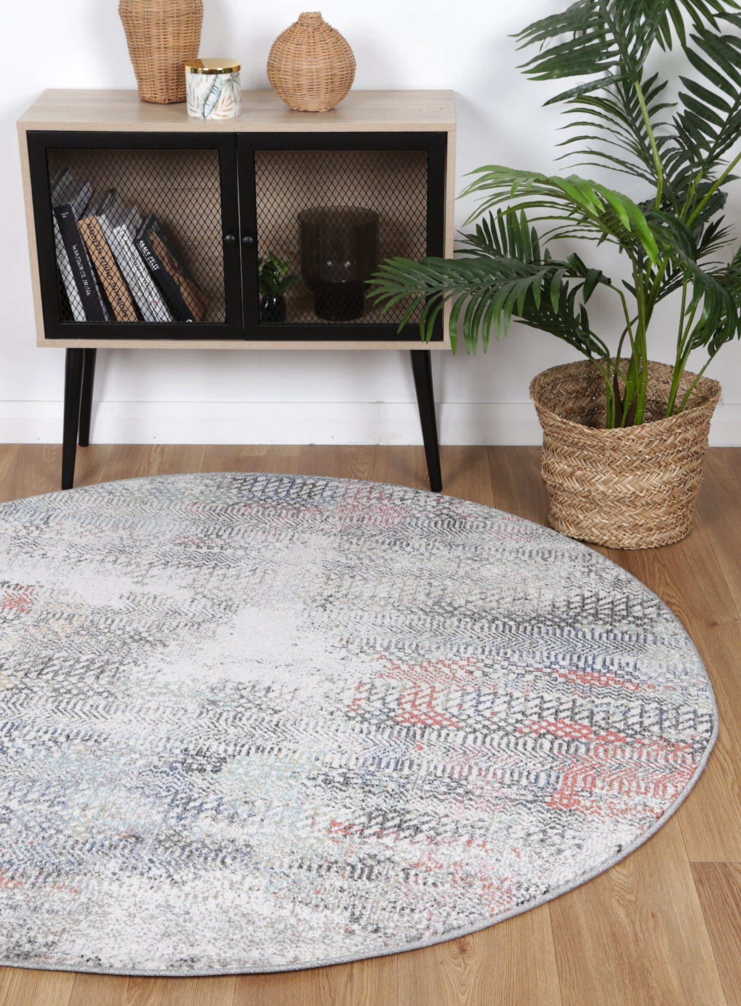 Rumba Ernesto Grey & Terracotta Tribal Round Rug