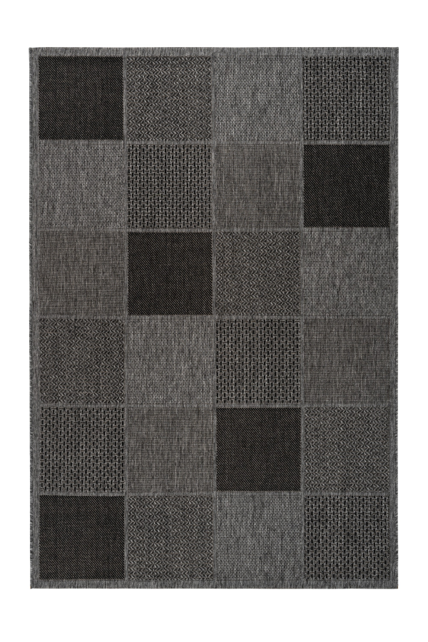 Outdoor and Kitchen Silver Rug with Geometric Design – Rugnet