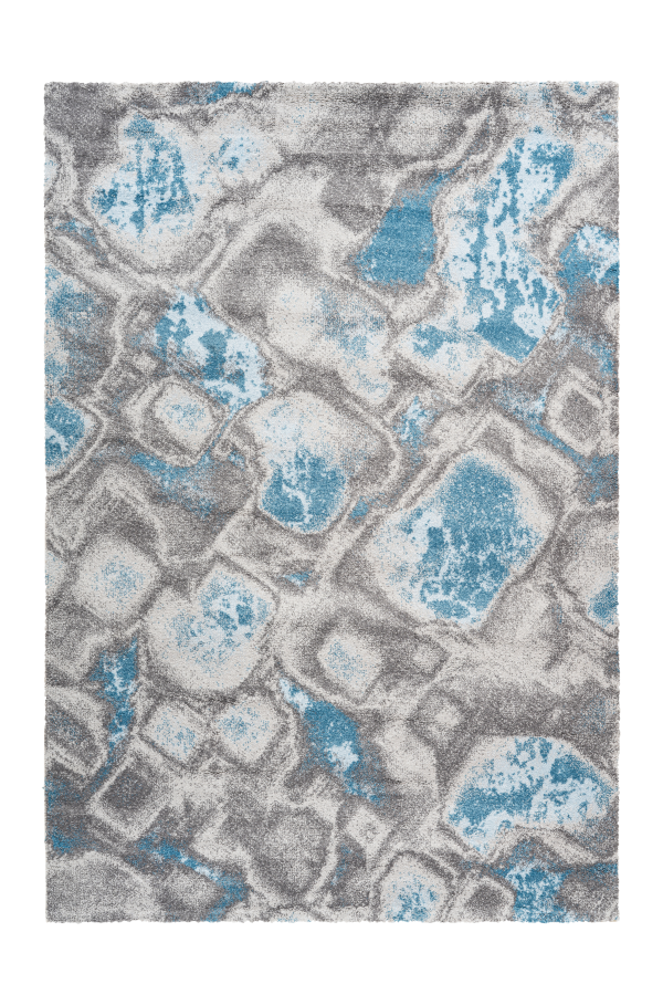 Thick Modern Blue Rug with Abstract Geometric Design – Rugnet