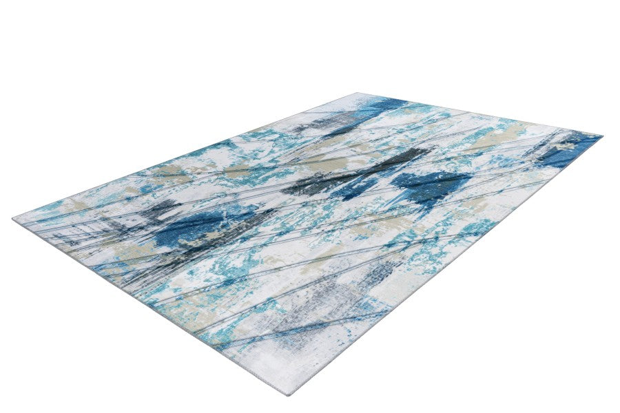 Pro 405 Blue Transitional Machine Washable Rug