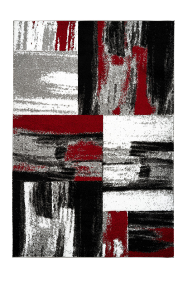 Swing 100 Modern Red and Black Rug with Checkered Design - Lalee Designer Rugs