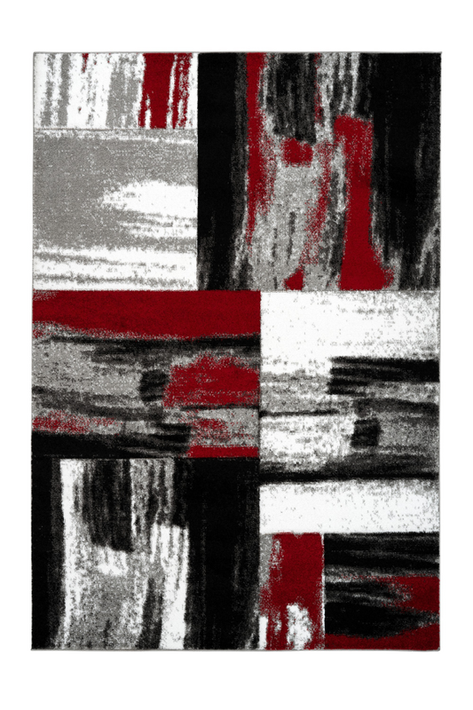 Swing 100 Modern Red and Black Rug with Checkered Design - Lalee Designer Rugs