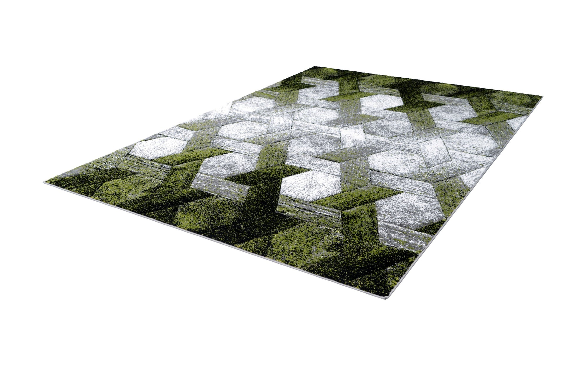 Swing 101 Modern Green Rug with Geometric 3D Design - Lalee Designer Rugs