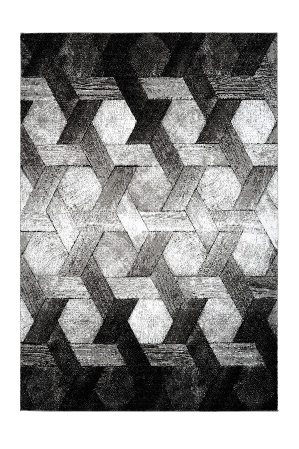 Swing 101 Modern Silver Rug with Geometric 3D Design - Lalee Designer Rugs