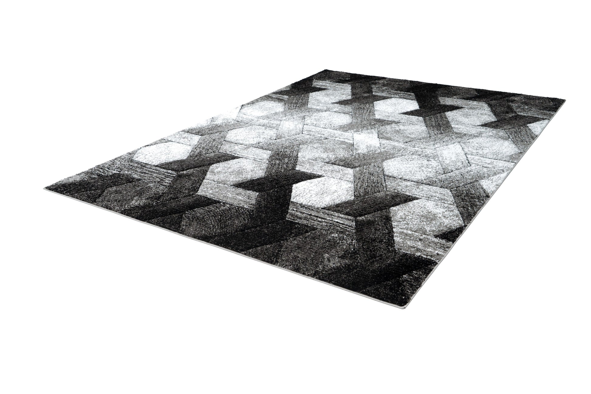 Swing 101 Modern Silver Rug with Geometric 3D Design - Lalee Designer Rugs