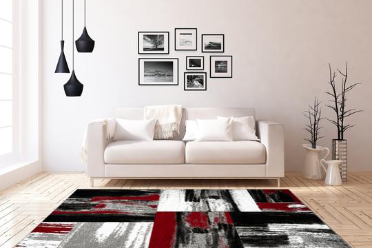 Swing 100 Modern Red and Black Rug with Checkered Design - Lalee Designer Rugs