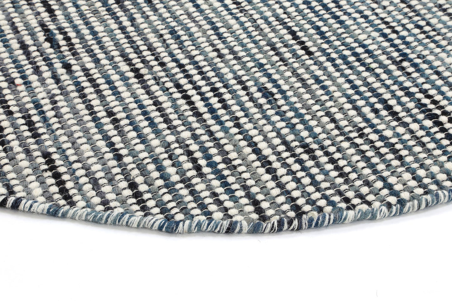 Napania Teal Reversible Wool Round Rug