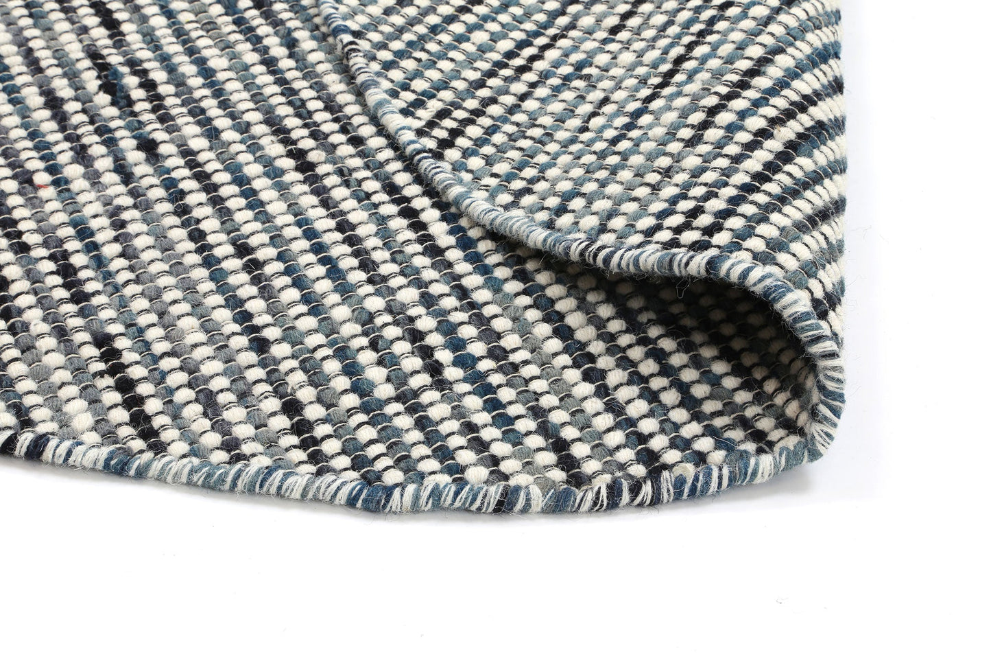 Napania Teal Reversible Wool Round Rug