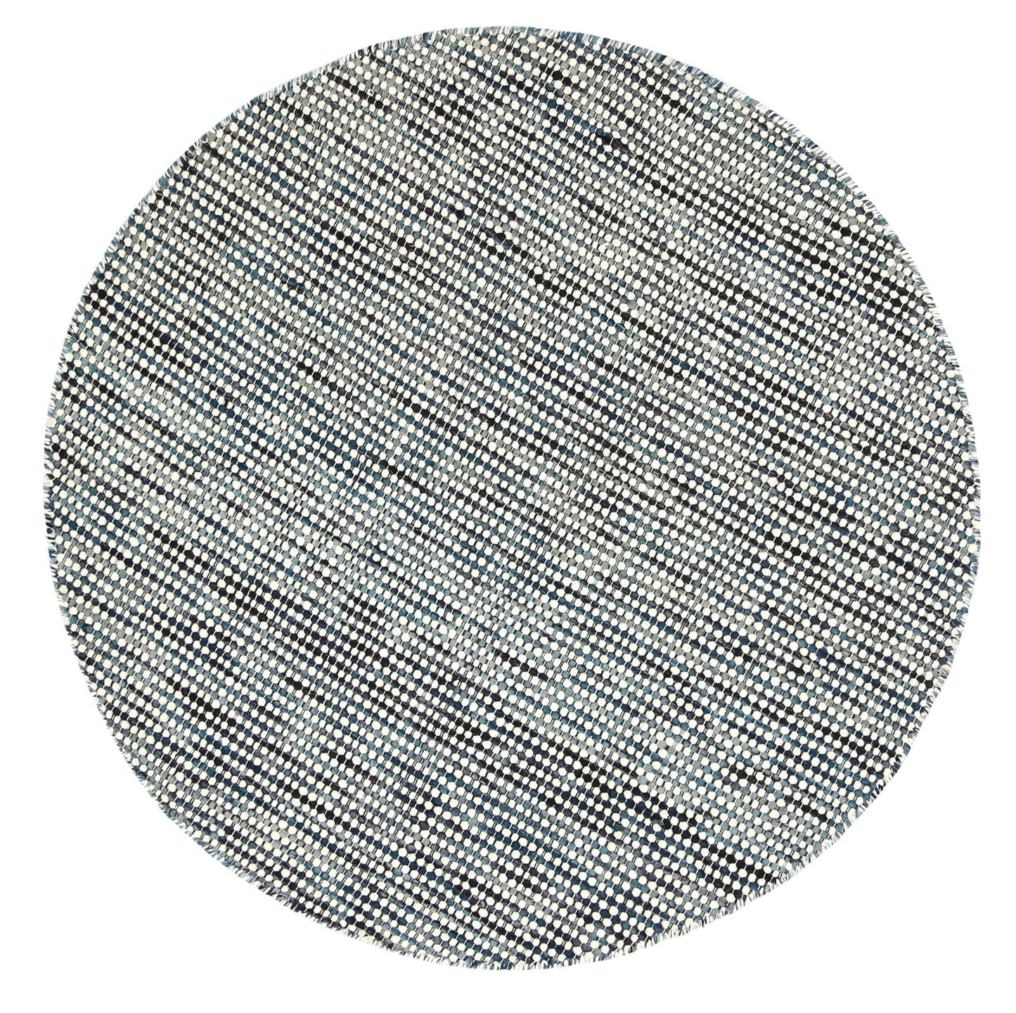 Napania Teal Reversible Wool Round Rug