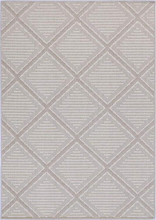 Valentina Kenilorea Beige Geometric Flatweave Rug