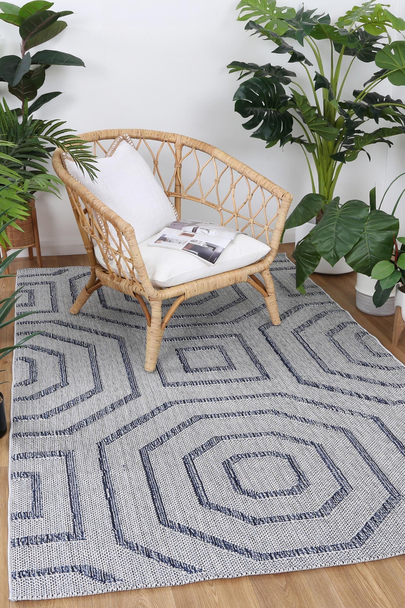 Valentina Hale Charcoal Geometric Flatweave Rug