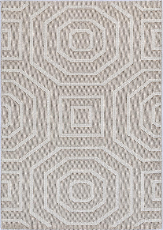 Valentina Lui Beige Geometric Flatweave Rug