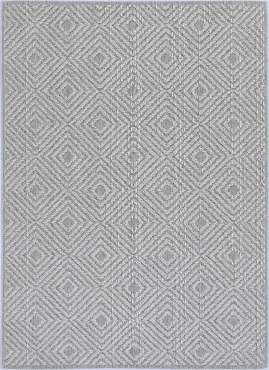 Valentina Fugui Grey Geometric Flatweave Rug