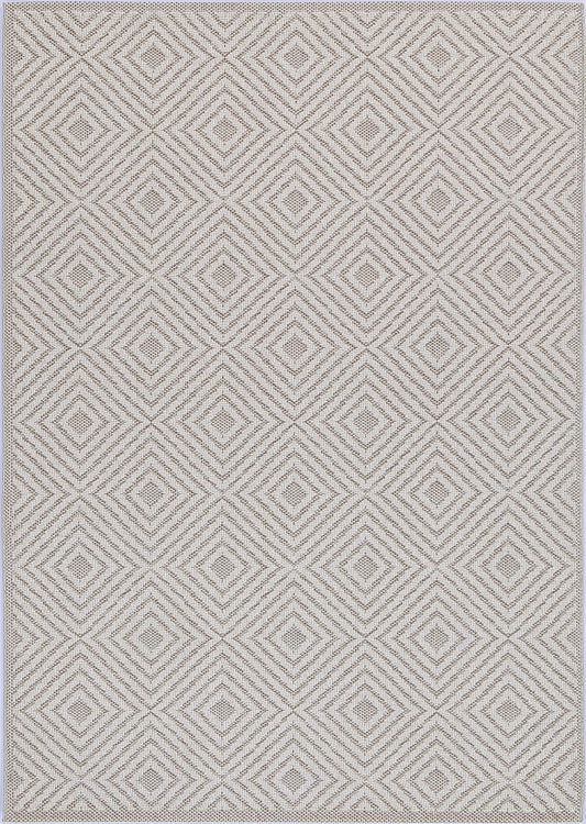 Valentina Wickham Beige Geometric Flatweave Rug