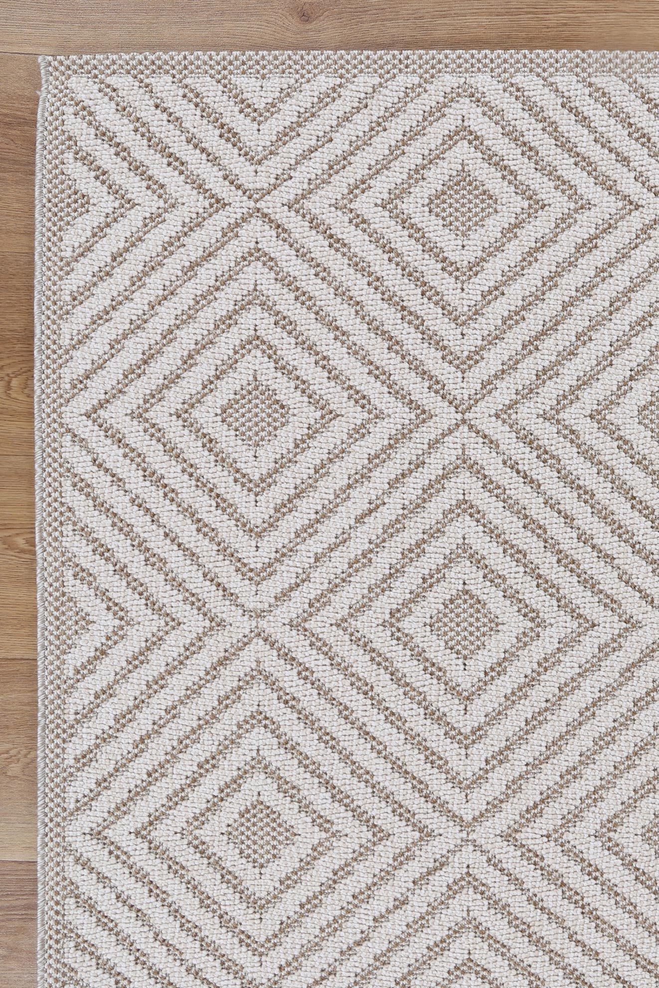 Valentina Wickham Beige Geometric Flatweave Rug