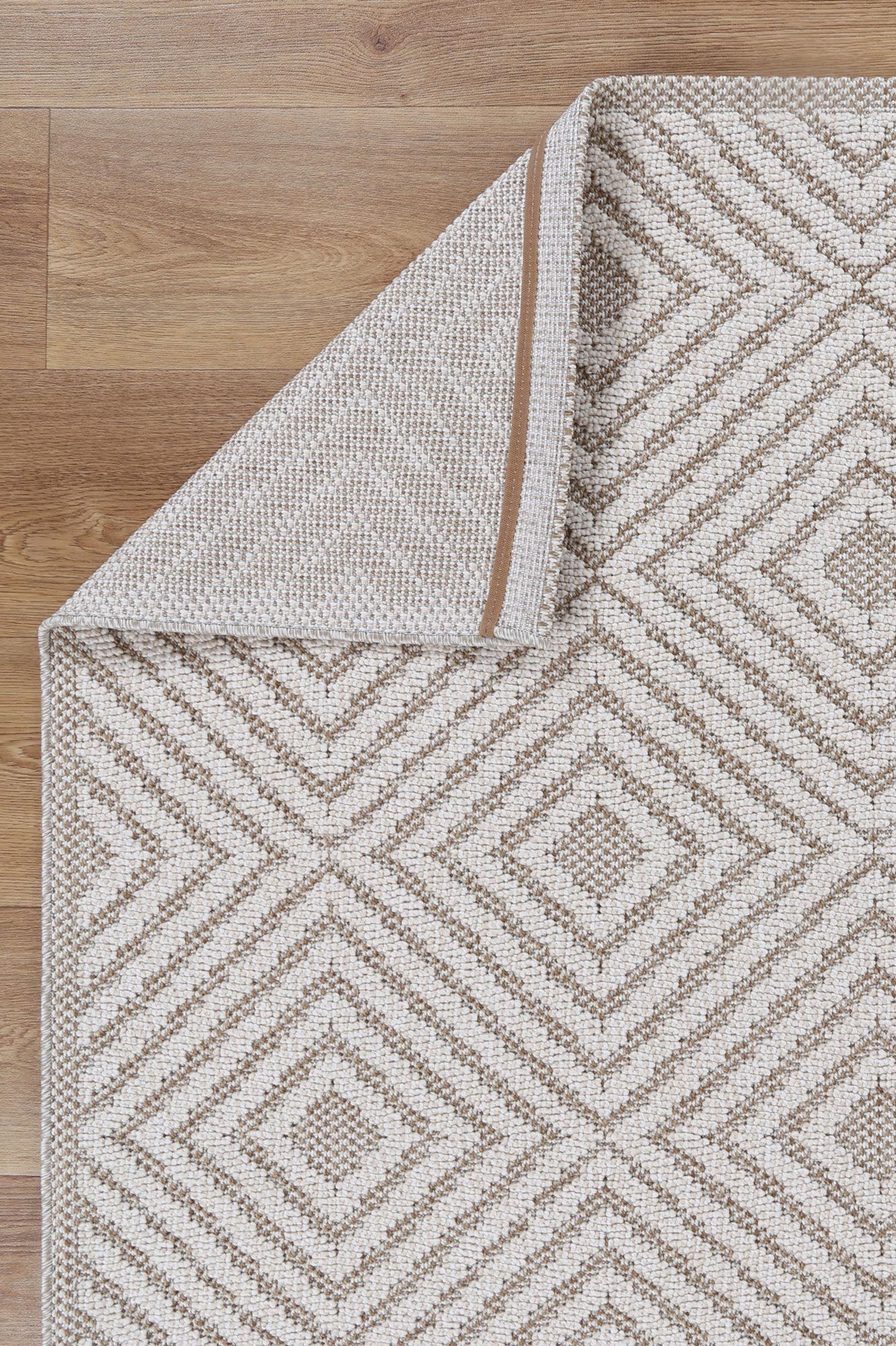 Valentina Wickham Beige Geometric Flatweave Rug