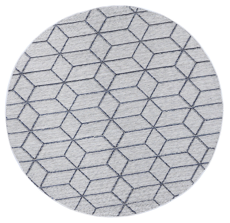 Valentina Greenslade Charcoal Geometric Round Flatweave Rug