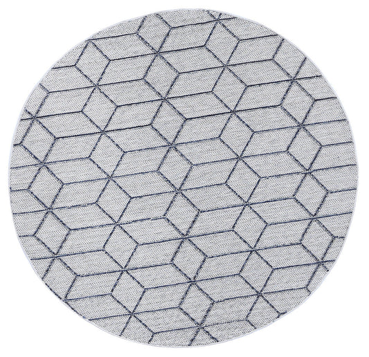 Valentina Greenslade Charcoal Geometric Round Flatweave Rug