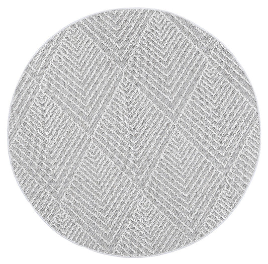 Valentina Menapi Ash Geometric Round Flatweave Rug