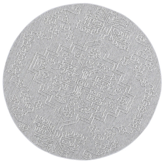 Valentina Nori Grey Tribal Round Flatweave Rug