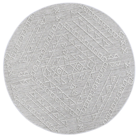 Valentina Kaua Ash Tribal Round Flatweave Rug