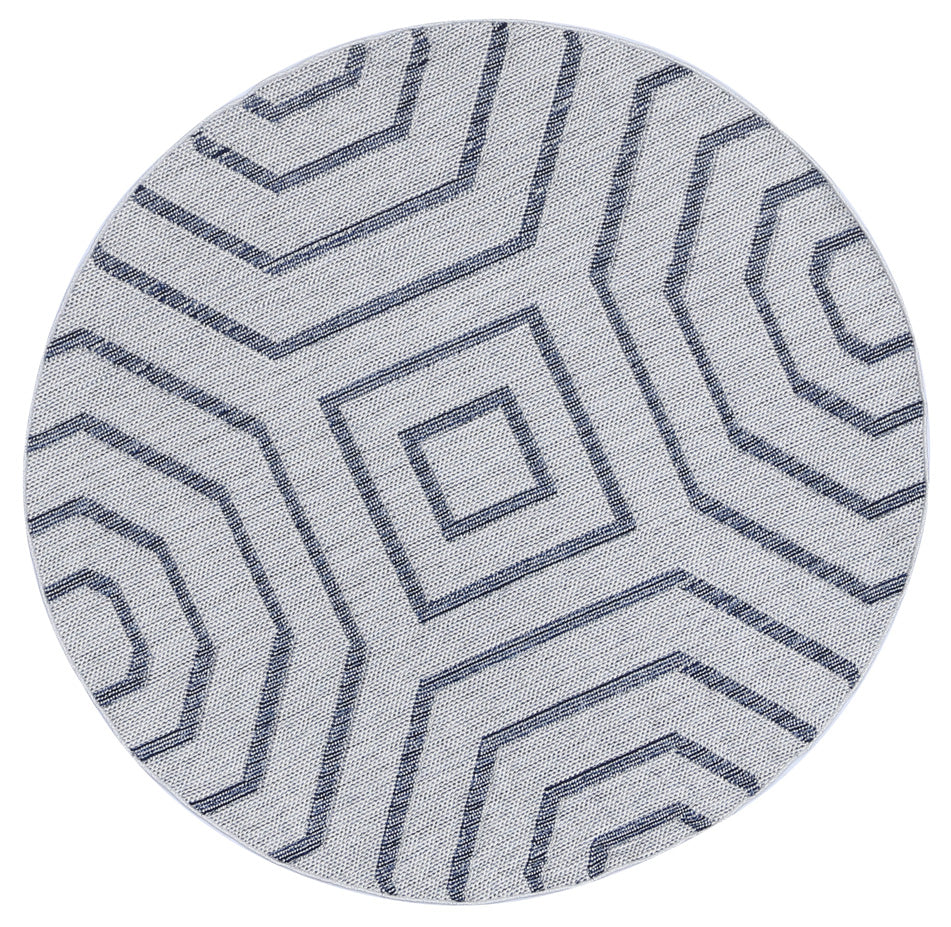 Valentina Hale Charcoal Geometric Round Flatweave Rug