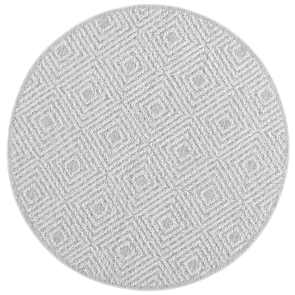 Valentina Walasi Ash Geometric Round Flatweave Rug