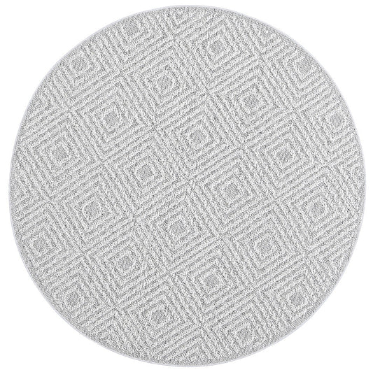 Valentina Walasi Ash Geometric Round Flatweave Rug