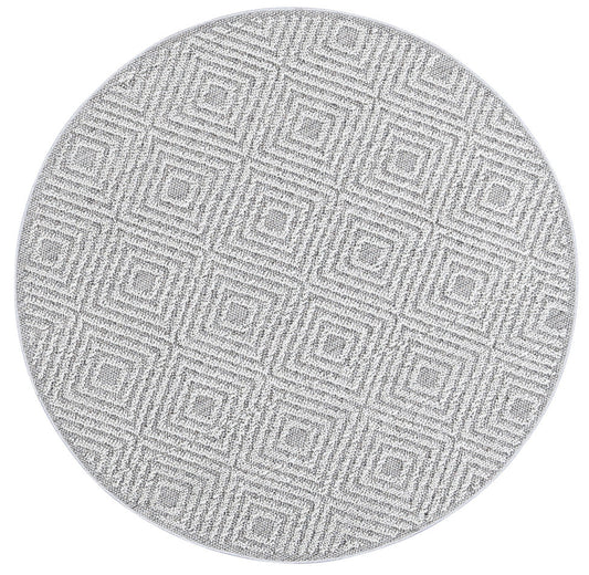 Valentina Fugui Grey Geometric Round Flatweave Rug