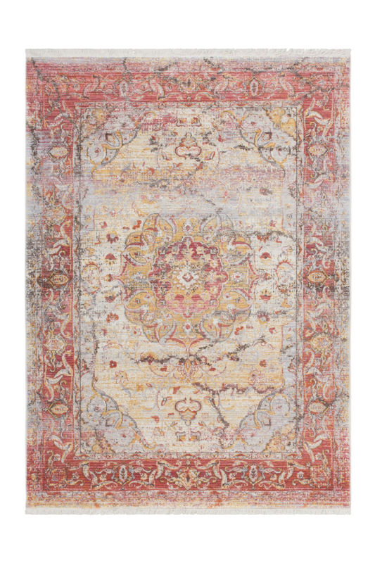 Vintage 701 Faded Multi-colour Rug with Centre Medallion - Lalee Designer Rugs