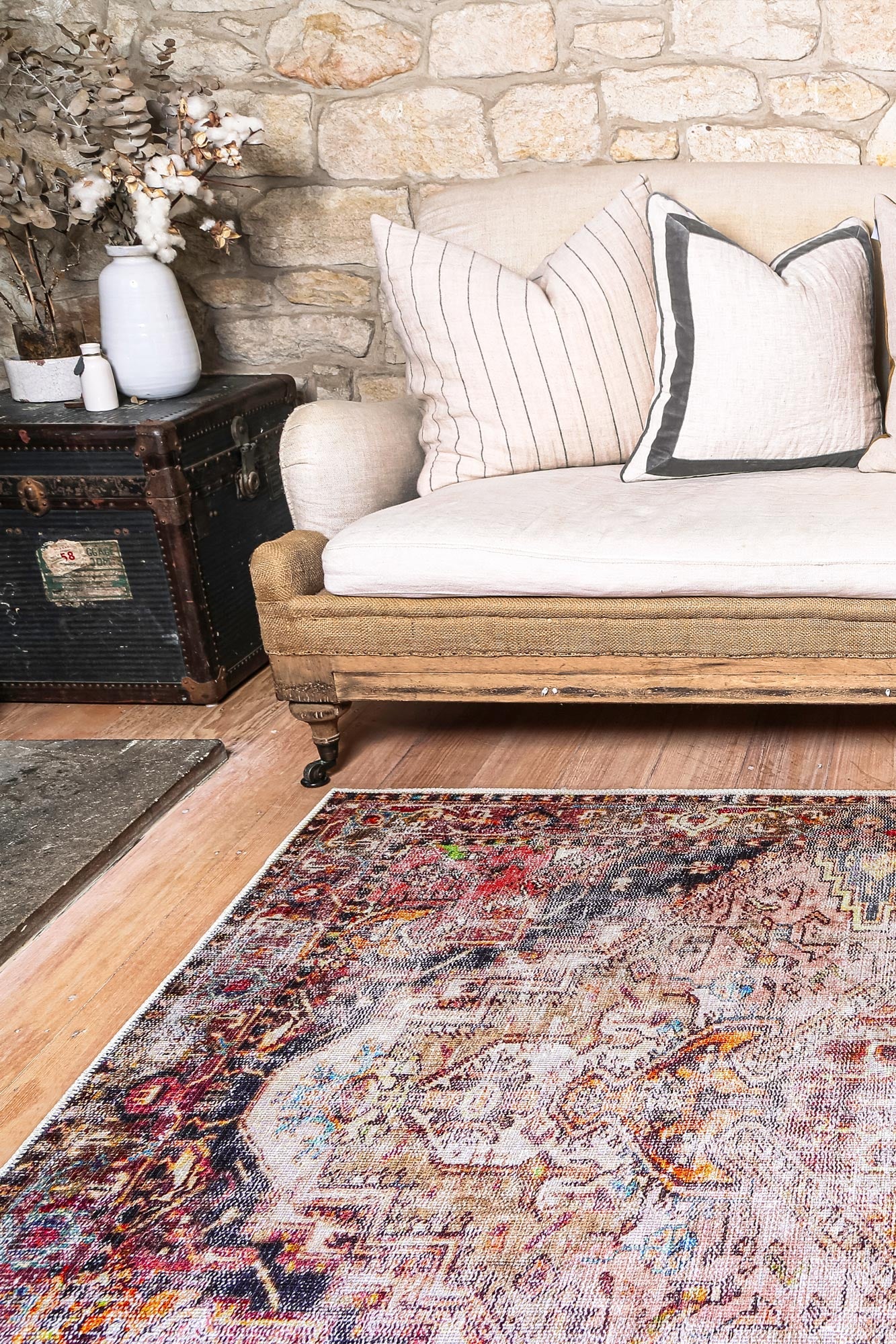 Vintage Crown Ernest Multi Distressed Vintage Rug